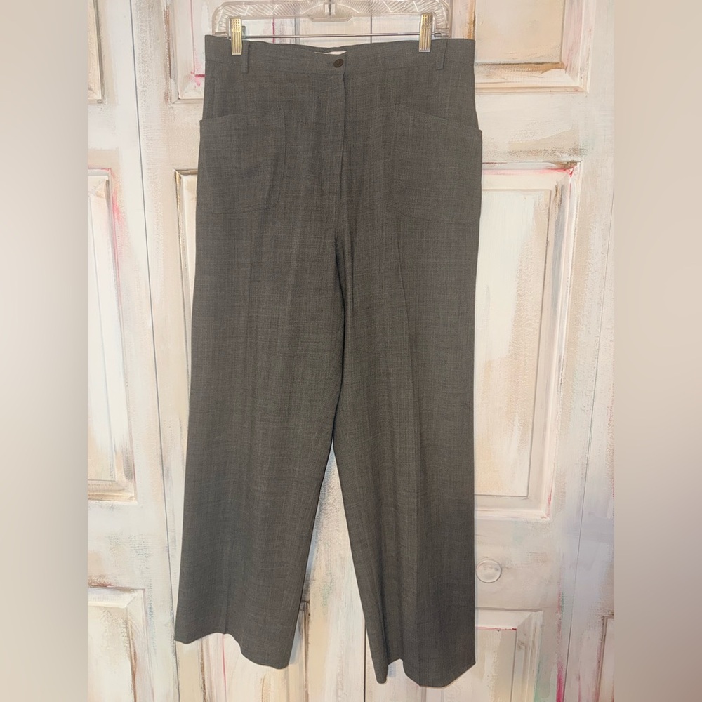 Woman's Vintage Italian Allan Waller Lightweight Wide Leg Wool Gray Pants